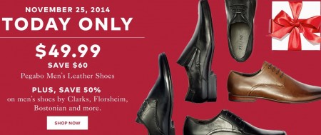 TheBay.com One Day Sale - $49.99 for Pegabo Men's Leather Shoes (Nov 25)