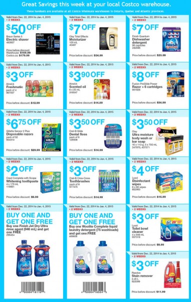 Costco Weekly Handout Instant Savings Coupons East (Dec 22 - Jan 4)