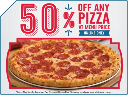 Dominos Pizza 50 Off Any Pizza at Menu Price when you Order Online (Dec 1-7)