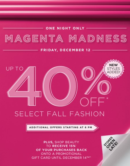 Holt Renfrew Magenta Madness - Up to 40 Off Select Fall Fashion (Dec 12)