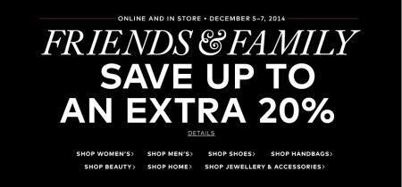 Hudson's Bay Friends & Family Sale - Save up to an Extra 20 Off (Dec 5-7)