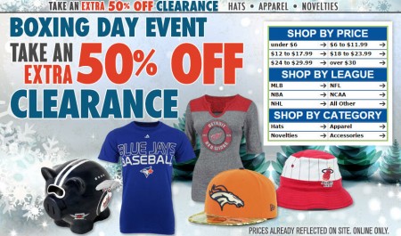 Lids Boxing Week Sale - Extra 50 Off Clearance Items (Dec 26 - Jan 2)
