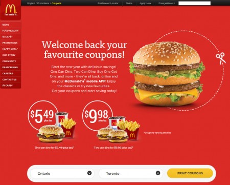 McDonald's Canada New McDonalds Printable Coupons