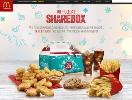 McDonald's The Holiday Share Box - 20 McNuggets, 2 Fries, 2 Drinks and 2 Cookies (Until Dec 25)