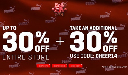 PUMA Up to 30 Off Entire Store + Extra 30 Off Promo Code + Free Shipping (Dec 9-14)