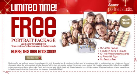 Sears Portrait Studio FREE Portrait Package with Printable Coupon - $159 Value (Until Jan 31)