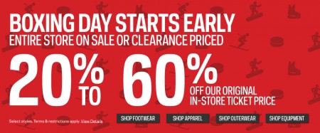 Sport Chek Boxing Day Sale Starts Now - Save 20-60 Off Entire Store + Door Crashers (Dec 21-29)