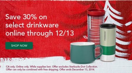 Starbucks Store 30 Off Select Drinkware Online (Dec 8-13)