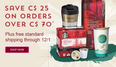 Starbucks Store Cyber Monday - $25 Off Orders Over $75 + Free Shipping (Dec 1)
