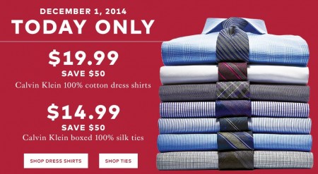 TheBay One Day Sale - $19.99 for Calvin Klein Cotton Dress Shirts - Save $50 (Dec 1)
