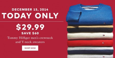 TheBay Today Only - $29.99 for Tommy Hilfiger Men's Sweaters - Save $60 (Dec 15)