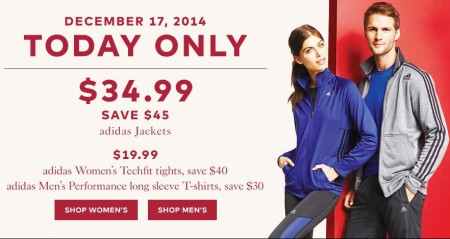 TheBay Today Only - $34.99 for Adidas Jackets - Save $45 (Dec 17)