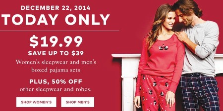 TheBay Today Only - 66 Off Women's Sleepwear and Men's Boxed Pajama Sets - Only $19.99 (Dec 22)