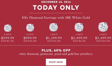 TheBay Today Only - Save up to 62 Off Effy Diamond Earrings with 18K White Gold (Dec 10)