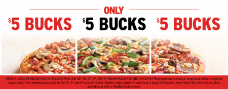 Pizza Hut $5 Bucks, $5 Bucks, $5 Bucks Deal