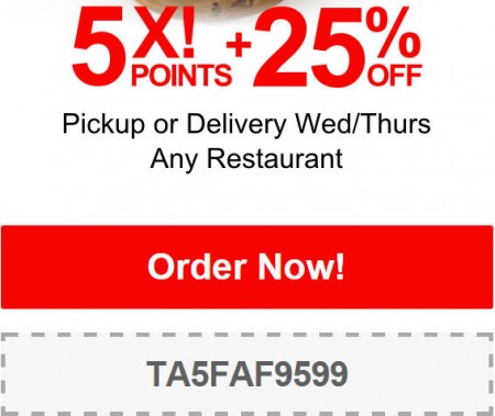 TasteAway Promo Code - 25 Off Any Restaurant Pickup or Delivery (Jan 21-22)