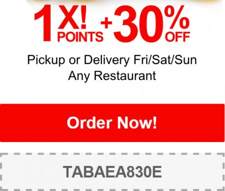 TasteAway Promo Code - 30 Off Restaurant Pickup or Delivery Orders (Jan 9-11)