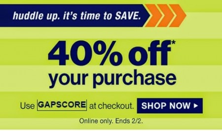 GAP 40 Off Your Purchase Promo Code (Feb 1-2)