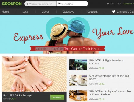 Groupon.com Hot Deals and Gift Ideas for Valentine's Day (Feb 14)