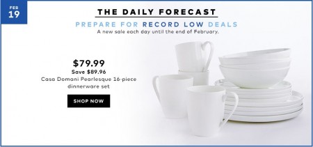 Hudson's Bay Today Only - $79.99 for 16-Piece Dinnerware Set (Feb 19)