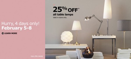 IKEA 25 Off All Table Lamps (Feb 5-8)