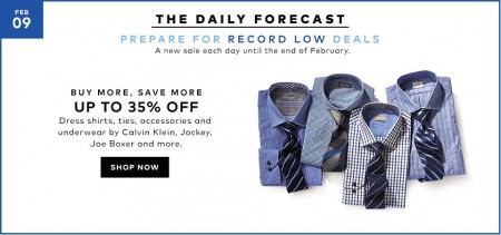 TheBay Today Only - Buy More, Save More - Up to 35 Off Dress Shirts, Ties, Underwear (Feb 9)