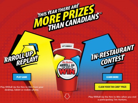 Tim Horton's RRRoll Up the Rim to Win is Back (Feb 2 - Apr 2)