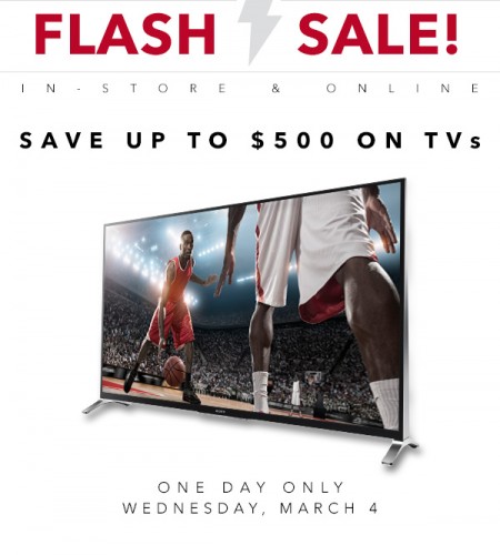 Best Buy Flash Sale - Save up to $500 on TVs (Mar 4)