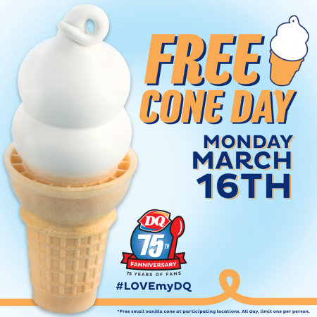 Dairy Queen Today is FREE Cone Day (Mar 16)