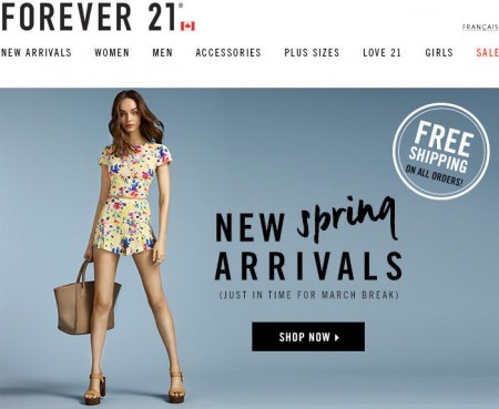 Forever 21 Free Shipping On All Orders (Mar 15-19)