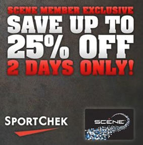 Sport Chek Save up to 25 Off with Scene Card (Mar 31 - Apr 1)