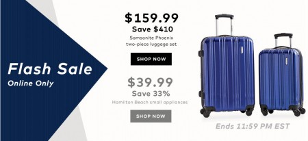 TheBay.com Flash Sale - 72 Off Samsonite Luggage Set, and 33 Off Hamilton Small Appliances (Mar 4)