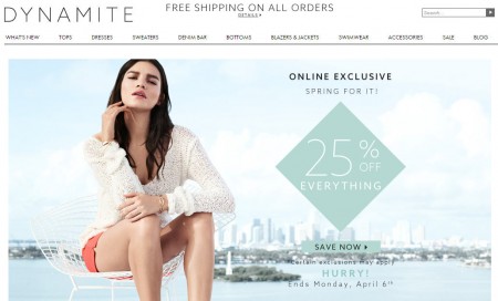 Dynamite Clothing 25 Off Everything + Free Shipping All Orders (Until Apr 6)