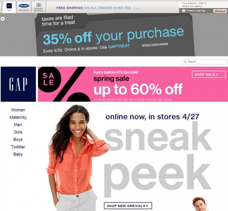 GAP 35 Off Your Entire Purchase (Apr 29-30)