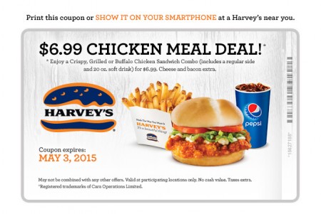 Harvey's $6.99 Chicken Meal Deal Coupon (Until May 3)