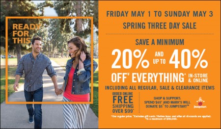 Mark's Spring Three Day Sale - Save 20-40 Off Everything (May 1-3)