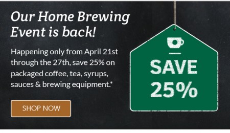 Starbucks Store Home Brewing Event - Save 25 Off Select Packaged Coffee, Tea, Syrups and More (Until Apr 27)