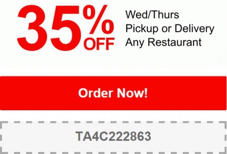 TasteAway Promo Code - 35 Off Any Restaurant Pickup or Delivery (Apr 8-9)