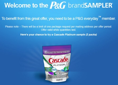 P&G brandSAMPLER FREE Cascade Platinum Sample