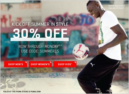 PUMA 30 Off Your Purchase Promo Code (May 22-25)