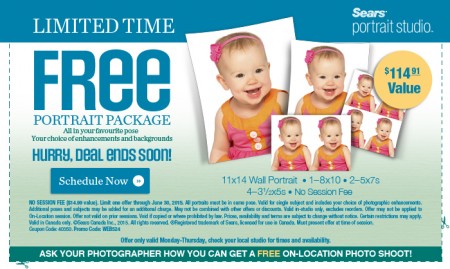 Sears Portrait Studio FREE Portrait Package Coupon - $114 Value (Until Jun 30)