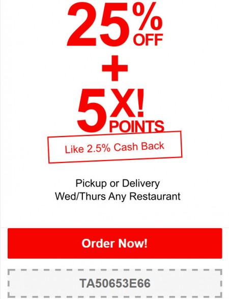 TasteAway Promo Code - 25 Off Any Restaurant Pickup or Delivery (May 20-21)