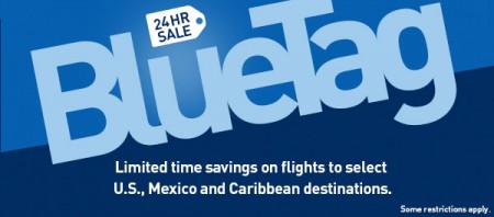 WestJet 24 Hour BlueTag Sale - Save on select Flights to US, Mexico and Caribbean (Book by May 29)