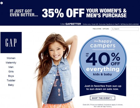 GAP 35 Off Women's & Men's Purchase Promo Code (June 7-8)