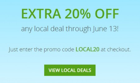 GROUPON Extra 20 Off Any Local Deals Promo Code (June 12-13)