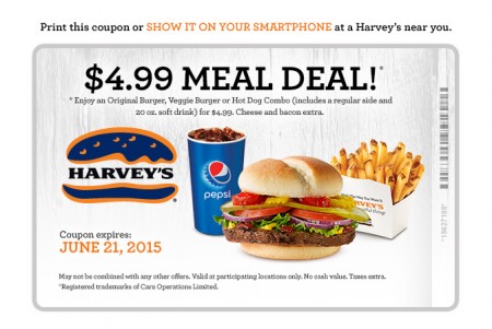 Harvey's $4.99 Meal Deal Coupon (Until June 21)