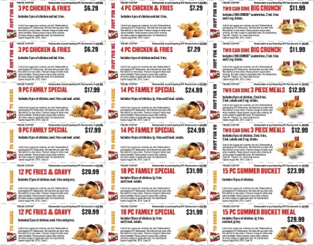 KFC New Summer Savings Coupons (Until Aug 9)