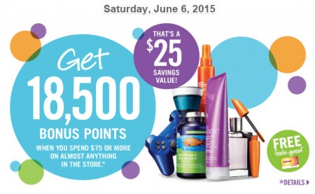 Shoppers Drug Mart Get 18,500 Bonus Points When you Spend $75 (June 6)