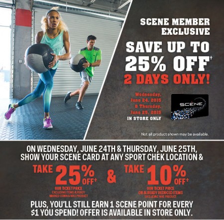 Sport Chek Save up to 25 Off with SCENE Card (June 24-25)