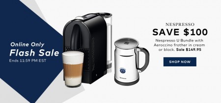 TheBay Flash Sale - $149.95 for Nespresso U Bundle with Frother - Save $100 Off (June 24)